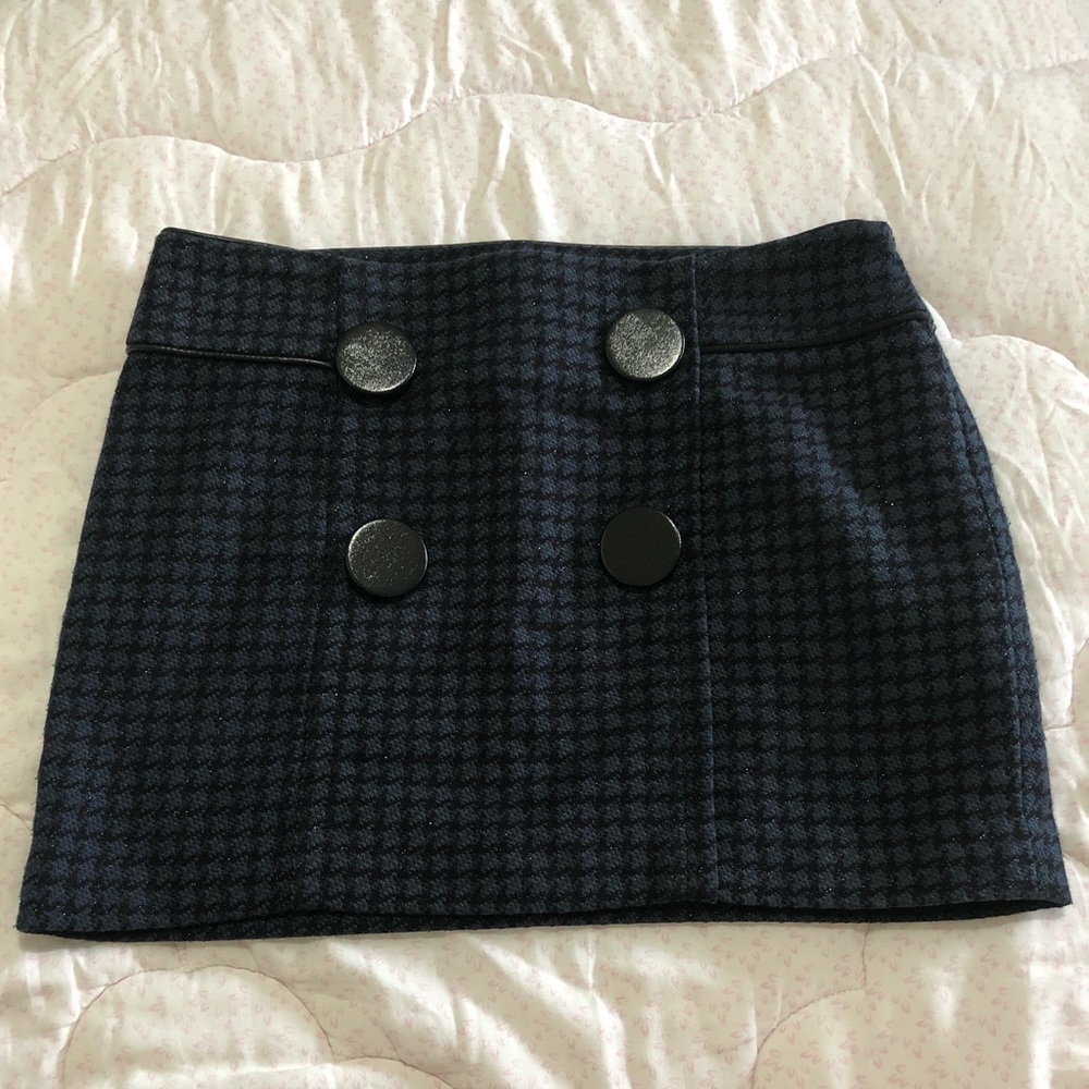 Korean blue/black plaid mini skirt